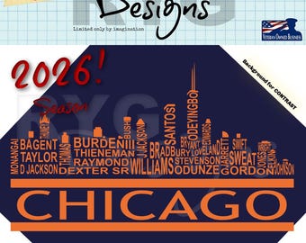 Chicago Skyline Pro Football Names Graphic
