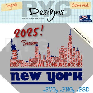 New York Football Team Skyline Names Graphic