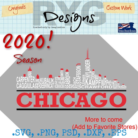 Chicago S Pro Hockey Team Skyline Names Graphic Etsy