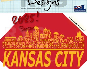 Kansas City Skyline Pro Football Team Names Graphic