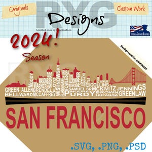 San Francisco Skyline Pro Football Names Graphic