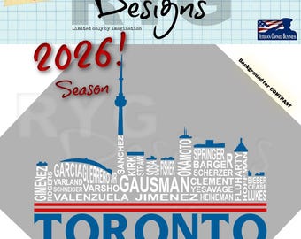 Toronto Pro Baseball Team Skyline Names Graphic