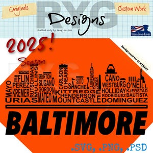Nomi della grafica dello skyline della squadra di baseball professionistica di Baltimora