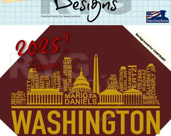 Washington DC's Football Team Skyline Names Graphic
