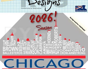 Chicago Pro Baseball Team Skyline Names Graphic