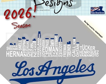 Los Angeles' Pro Baseball Team Skyline Names Graphic