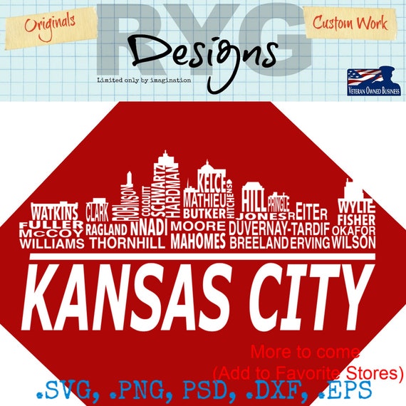 Kansas City Skyline 2019 Pro Football Team Names Graphic Etsy