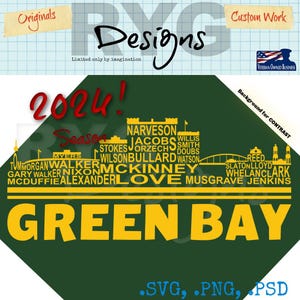 Green Bay Skyline Names Graphic