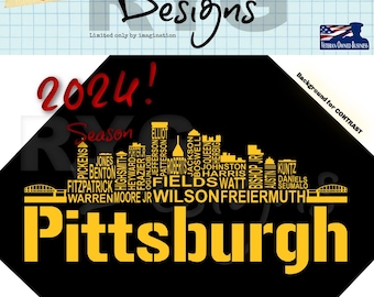 Pittsburgh Skyline Pro Football Names Graphic