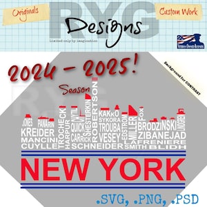 Nomi della grafica dello skyline della squadra di hockey di New York