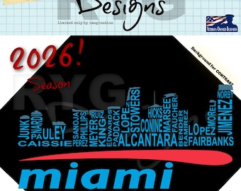 Miami Pro Baseball Team Skyline Names Graphic