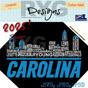 Carolina Skyline Pro Football Team Names Graphic