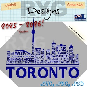 Toronto Hockey Team Skyline Names Graphic