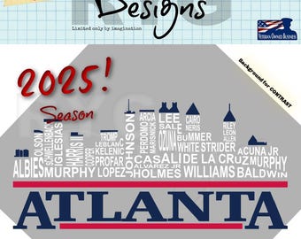 Atlanta Pro Baseball Team Skyline Names Grafisch