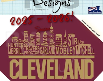 Gráfico con los nombres del horizonte de los equipos de baloncesto profesional de Cleveland