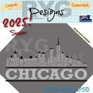 Chicago WS Pro Baseball Team Skyline Namen Afbeelding