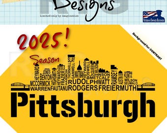 Pittsburgh Skyline Pro Football Names Graphic