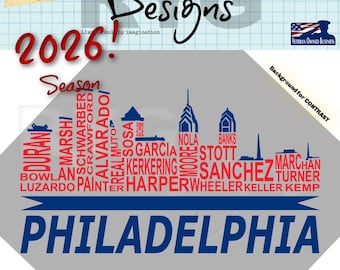 Gráfico con los nombres del horizonte del equipo de béisbol profesional de Filadelfia