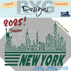 New York Pro Football Skyline Names Graphic