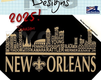 New Orleans Skyline Pro Football Names Graphic