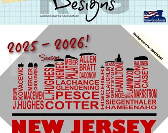 Newark New Jersey's Pro Hockey Team Skyline Names Graphic