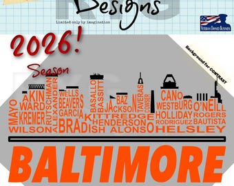 Gráfico con los nombres del horizonte del equipo de béisbol profesional de Baltimore