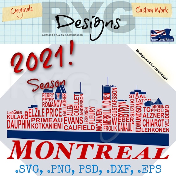 Montreal Hockey Team Skyline Names Graphic Etsy