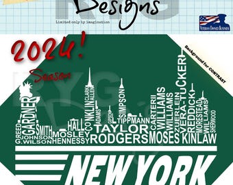 New York Pro Football Skyline Names Graphic
