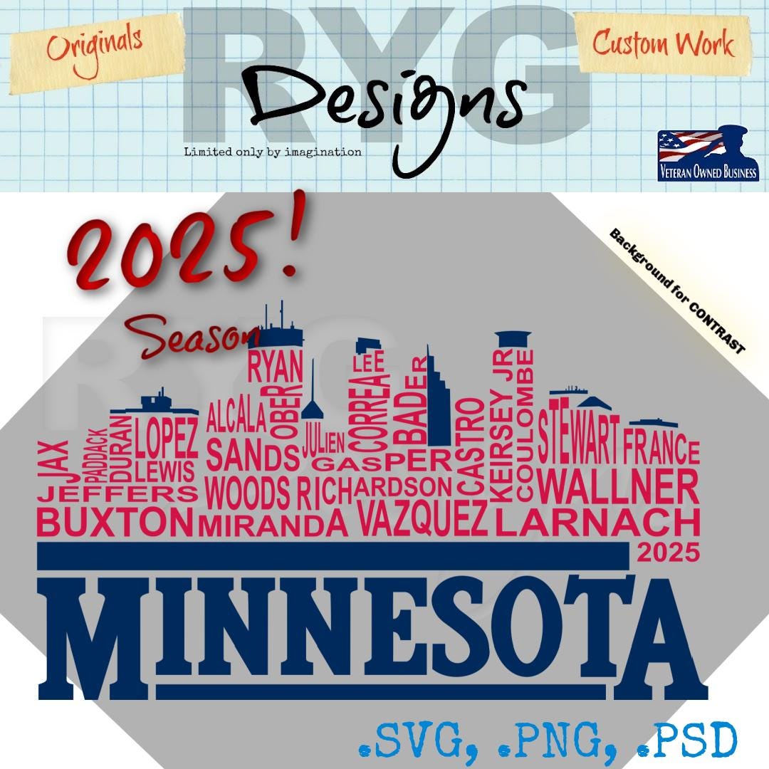 Minnesota Pro Baseball Team Mineapolis Skyline Names Graphic