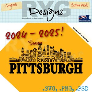 Gráfico con los nombres del equipo de hockey de Pittsburgh