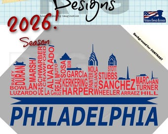 Philadelphia Pro Baseball Team Skyline Names Graphic