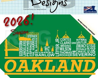 Oakland Pro Baseball Team Skyline Names Graphic