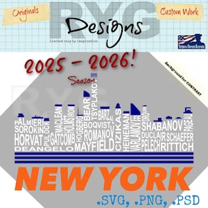 New York Isl anders Hockey Team Skyline Names Graphic