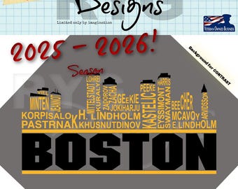 Boston Hockey Team Skyline Names Graphic