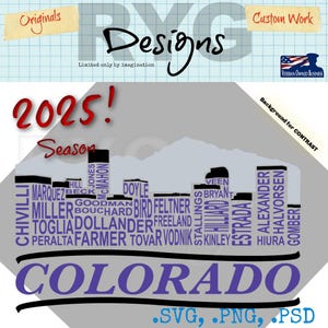 Colorado Pro Baseball Team Skyline Names Graphic
