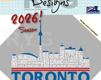 Toronto Pro Baseball Team Skyline Names Graphic