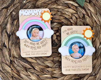 Día de la Madre 2025 / Imán de foto para la nevera / Regalo para la nueva mamá / Regalo para la abuela / Marco de fotos para billetera / Eres mi sol / Imán de arcoíris