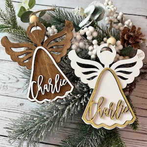 Angel Ornament | Personalized Angel | Custom Name Christmas Ornament | Christmas Angel | Farmhouse Christmas | Ornaments for Kids |Gift Tags