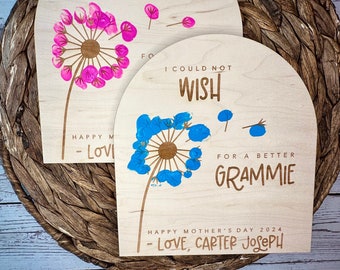 Signo de huellas dactilares del Día de la Madre / Día de la Madre 2024 / Signo de bricolaje para mamá / Regalos para ella / Regalo de bricolaje para mamá / Deseo de diente de León / Arte de huellas dactilares