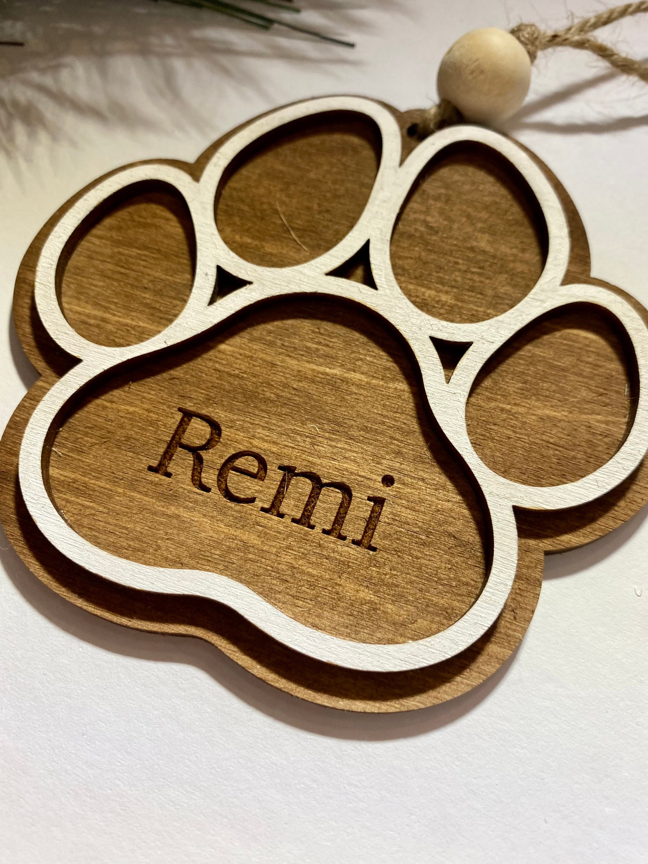 Paw Print Ornament | Paw Print | Pet Memorial | Wood Engraved Ornament ...