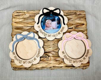 Día de la Madre 2025 / Imán de foto para la nevera / Regalo para mamá / Regalo para la abuela / Marco de fotos para billetera / Imán de lazo coqueto / Regalo para nueva mamá