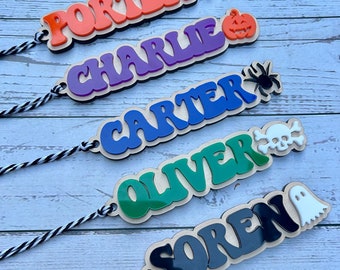 Etiqueta para cesta de dulces / Etiquetas con nombre para Halloween / Halloween personalizado / Etiqueta para cesta de dulces / Truco o trato / Etiqueta con nombre para bolsa de dulces / Relleno para cesta de dulces