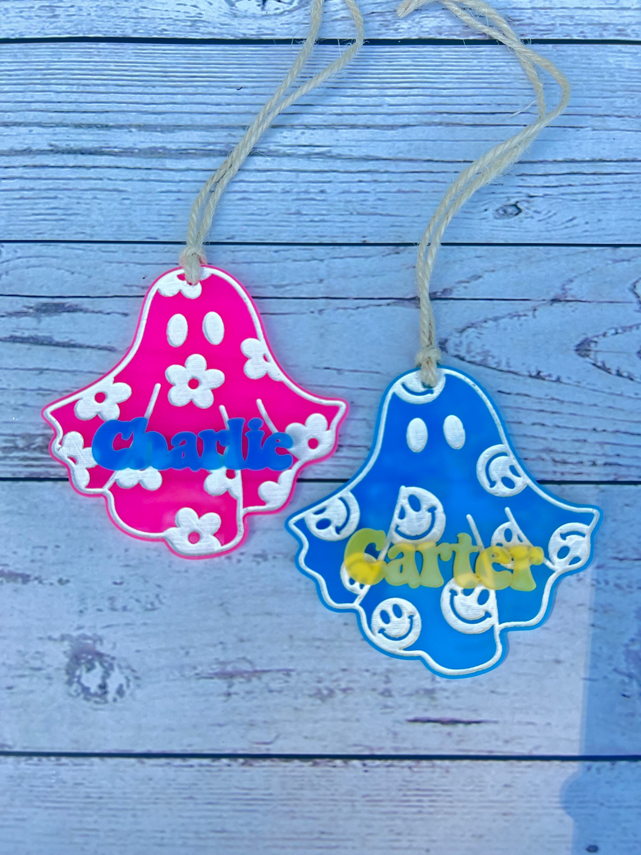 Retro Boo Basket Tag | Halloween Basket Tags | Personalized Ghost | Halloween Candy Basket Tag | Boho Halloween | Glow in the Dark