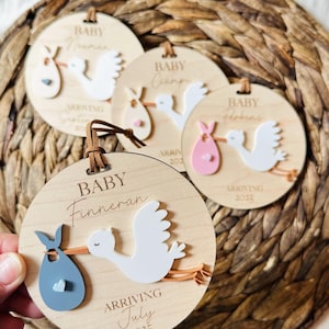 Christmas 2025 | Pregnancy Announcement Ornament | Stork Ornament | Expecting Mom Gift | Baby Keepsake Ornament | Stork Baby Announcement