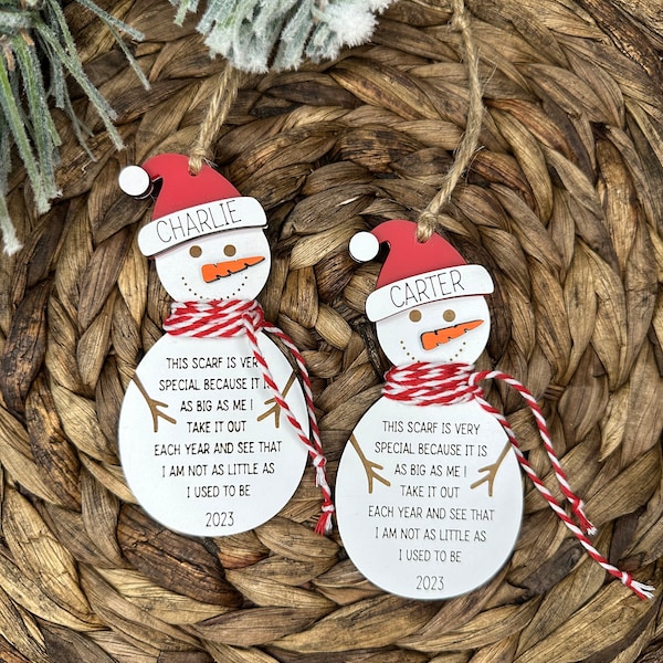 2024 Christmas | Ornament for Kids | Personalized Child's Height Ornament | Gift for Grandchild | Ornament Exchange | Snowman Ornament