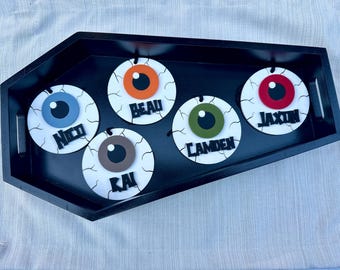 Etiqueta de globo ocular espeluznante / Etiqueta de cesta Boo / Etiquetas con nombre de Halloween / Halloween personalizado / Etiqueta de cesta de dulces / Etiqueta con nombre de bolsa Boo / Relleno de cesta Boo