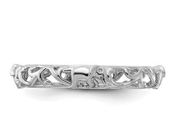 Sterling Silver Patterned Elephant Ring