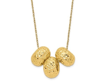 14K Yellow Gold Beaded Necklace