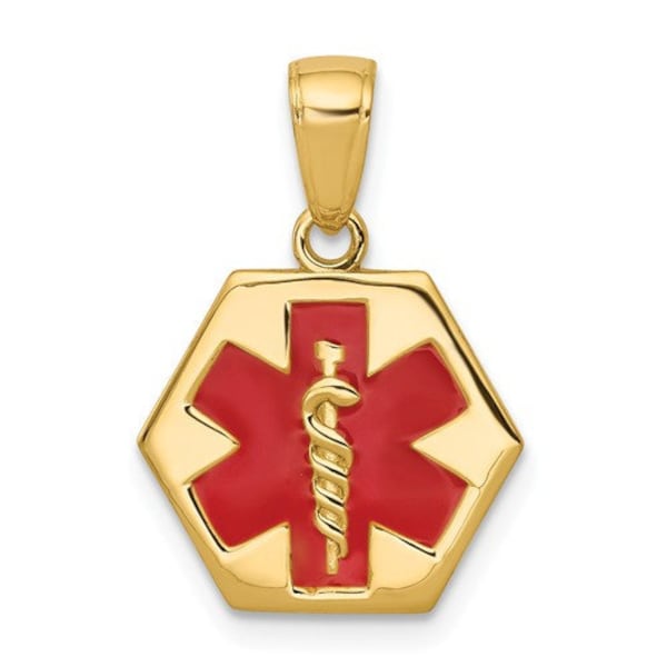 14K Yellow Gold Enameled Medical Disk Pendant