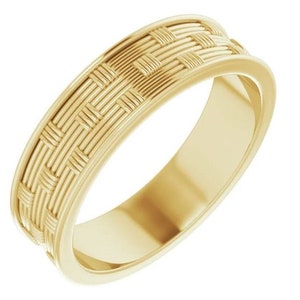 14K Yellow Gold 6MM Patterned Band